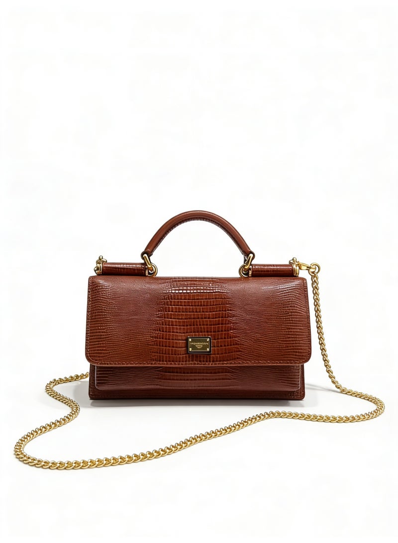 دي آند جي Dolce & Gabbana Dauphine ميني توت حقيبة | D & G علامة مخطوطة حقيبة يد من جلد العجل مع حزام سلاسل قابل للإزالة ، حفلات مسائية رائعة سلاسل فتاة - Image 3